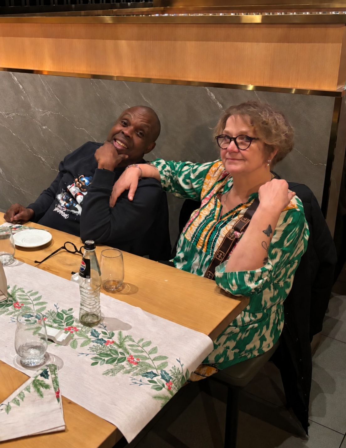 A moment shared with Sylvia at a restaurant table